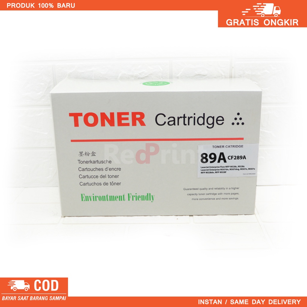 Toner Catridge 89A Untuk printer hpLaserJet Enterprise Flow MFP M528c, M528z, LaserJet Enterprise M507dn, M507dng, M507n, M507x, MFP M528dn, MFP M528f. Toner Catridge CF289A TANPA CHIP