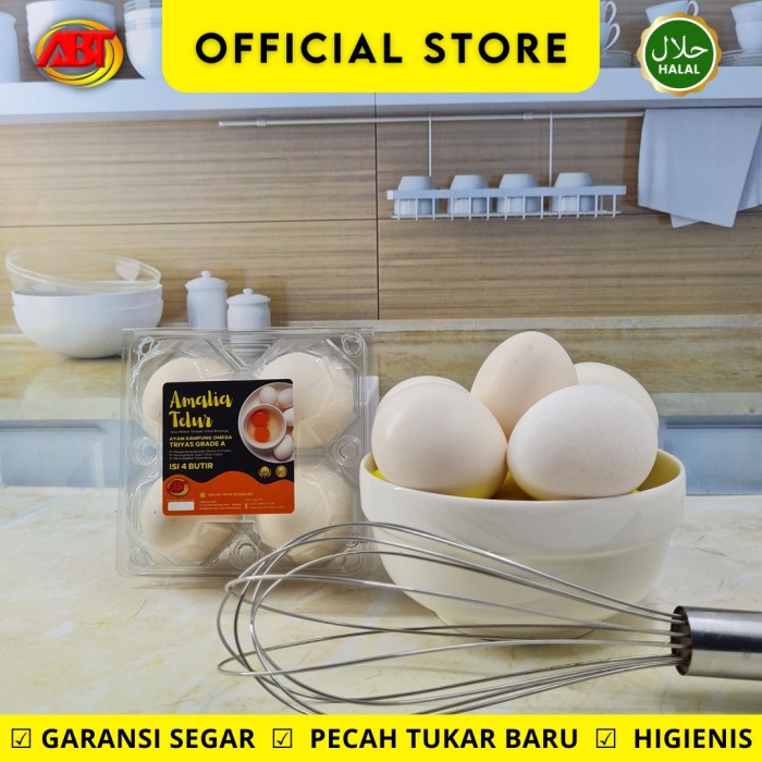 

ABT - Telur Ayam Kampung TRIYAS OMEGA Grade A PREMIUM Garansi Segar- 4 Butir bebas Salmonella dan E-Colli