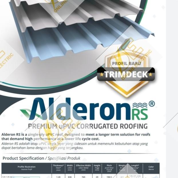 ★ Alderon RS Trimdeck - Atap uPVC Single Layer - Lite Grey ✩