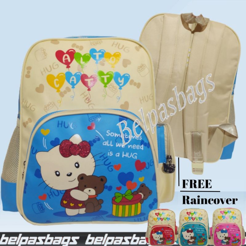 Tas anak ransel perempuan tas sekolah SD Paloalto catty 40910P Raincover