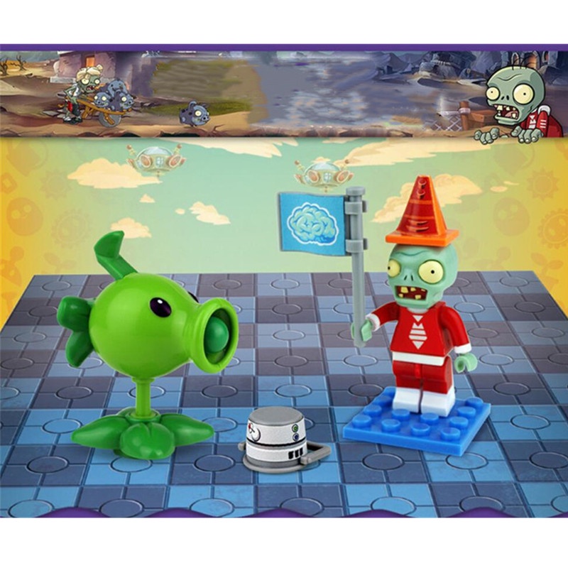 1pc Mainan Balok Bangunsusun Model Bentuk Plant vs Zombies Bahan ABS Untuk Edukasi Dini Bayi