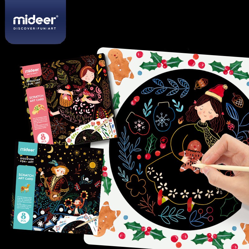 TweedyToys - Mideer Scratch Art Card 8 Pcs