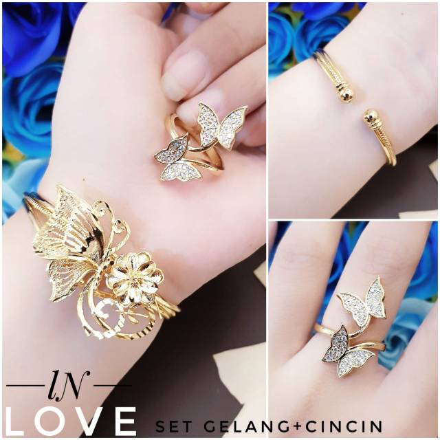 xuping gelang dan cincin lapis emas 24k 0550j