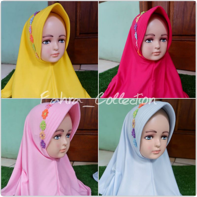 KERUDUNG ANAK BAHAN PREMIUM ADEM  MOTIF PET BUNGA USIA 1-3 TAHUN