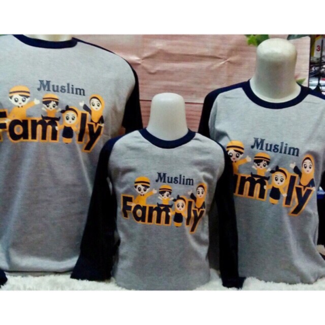 KAOS COUPLE FAMILY "MUSLIM FAMILY" kaos raglan lengan panjang anak & dewasa merk JB/OSHKOSH 👍