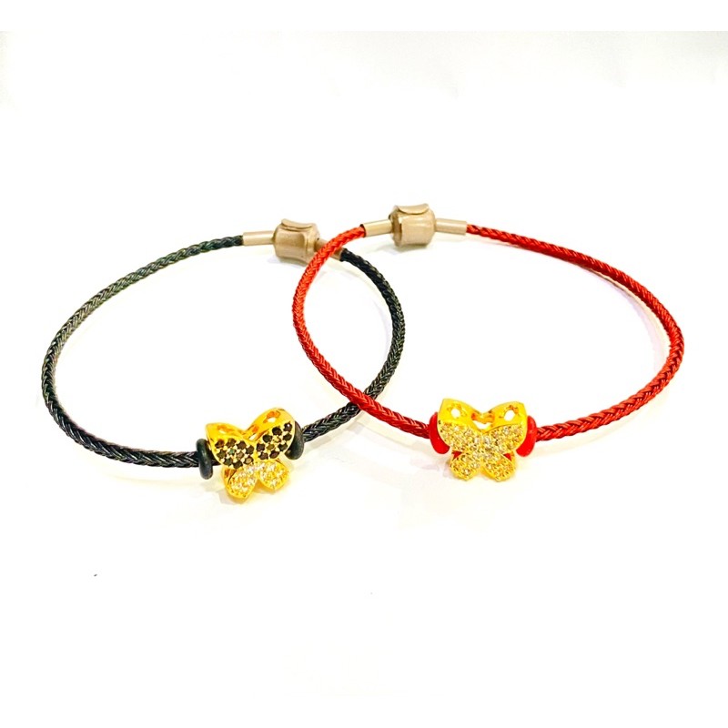 gelang tangan wanita //gelang kawat variasi charm lapis emas kupu kupu//gelang