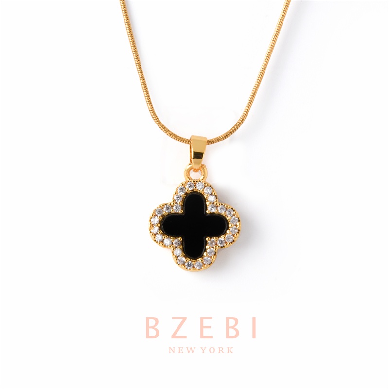 Bzebi Kalung Rantai Titanium Steel Lapis Emas 18k Dengan Liontin Berlian Imitasi Untuk Wanita 1057n