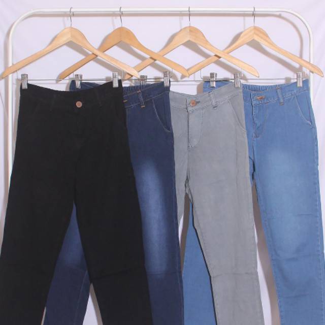 Celana Jeans Kulot Boyfriends Rawis Pinggang karet Import