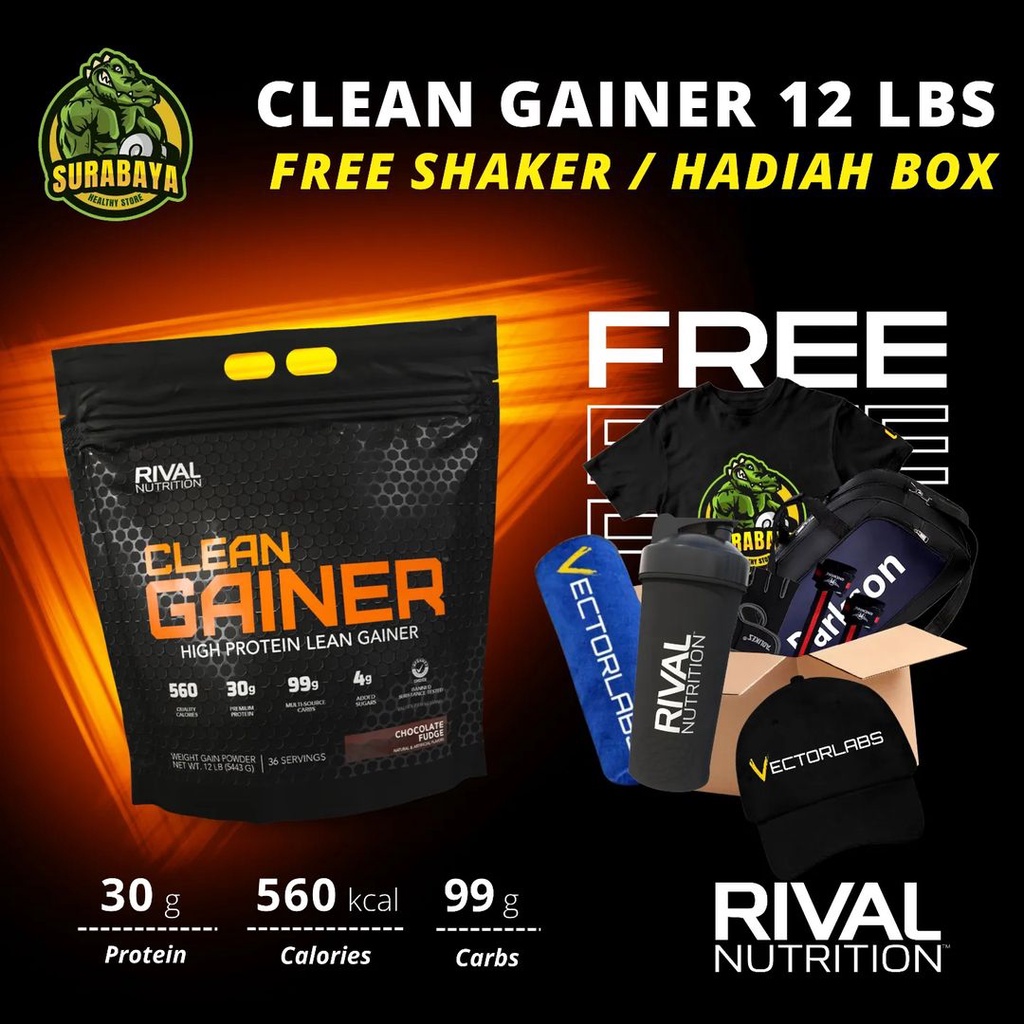 Rival Nutrition Clean Mass Gainer 12 Lbs BPOM Susu Fitness Penambah BB Berat Badan Fitnes Bulking