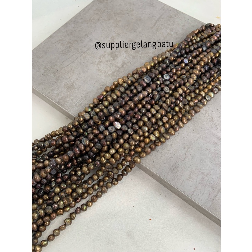 Mutiara Air Tawar Barok BROWN GOLD 6 x 8mm Bulat emas baroque pearl