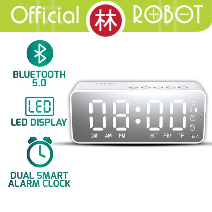 Robot RB150 LED Alarm Clock With FM Radio Speaker Bluetooth