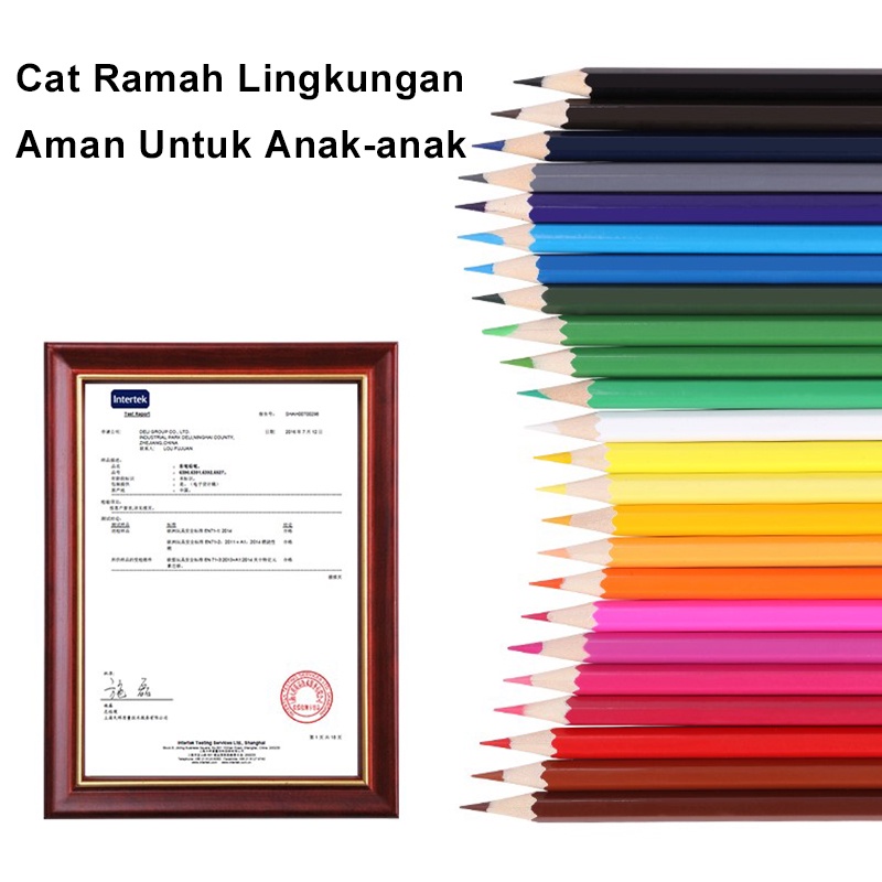 Deli Pensil Warna 24 Warna Pulpen Warna Warni Pulpen Warna Kayu Bentuk Segi Enam Pensil Colored Pencil 7014