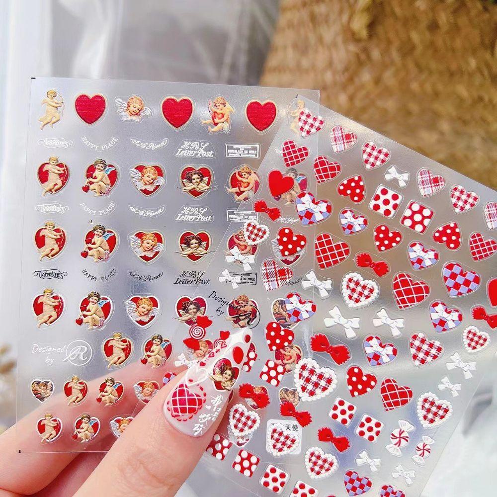 Mxbeauty Stiker Kuku Motif Hati 5D Untuk Dekorasi Nail Art DIY