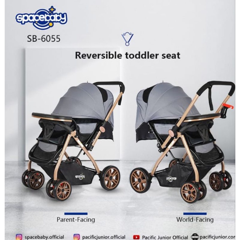 Baby Stroller Space Baby SB 6055&amp;6055a Reversible Stir Kereta Dorong Bayi