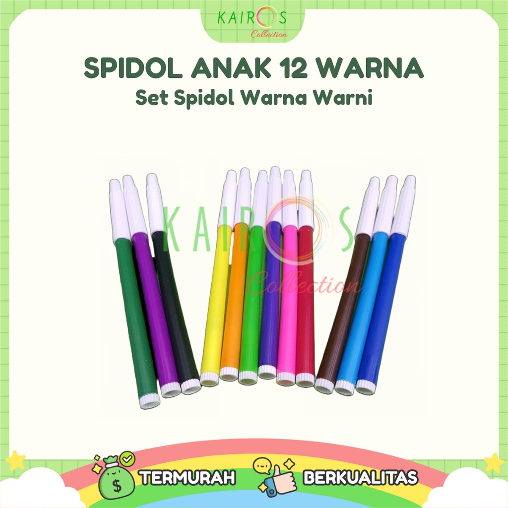 Spidol Set 12 Warna Perlengkapan Menggambar Anak