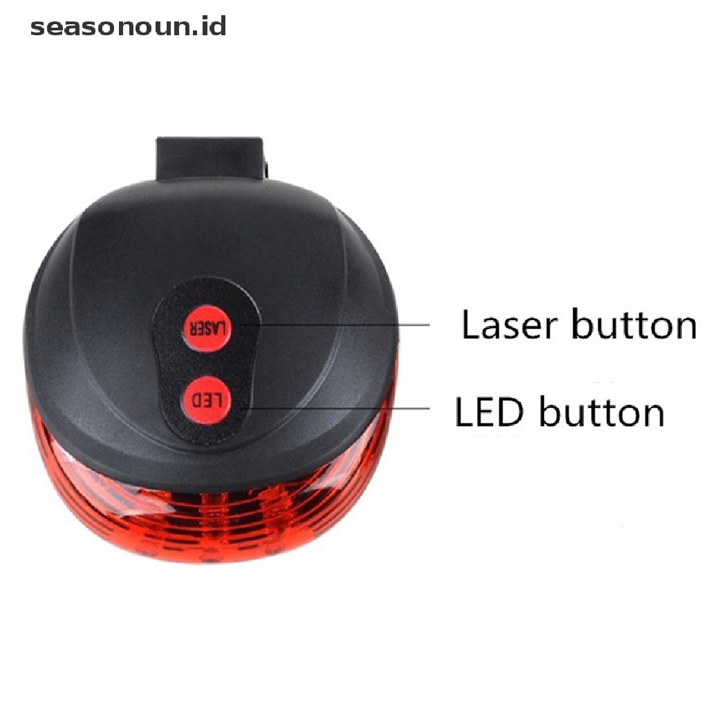 【seasonoun】 2 Laser +5 LED Rear Cycling Bicycle Bike Tail Safety Warning Flashing Lamp Light .