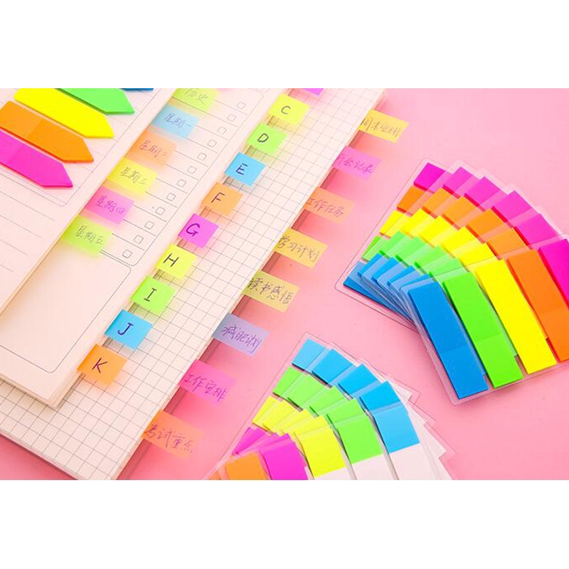 5 Colors Fluorescent Sticky Notes Instruction Classification Index Labels Sticker Student Stationery