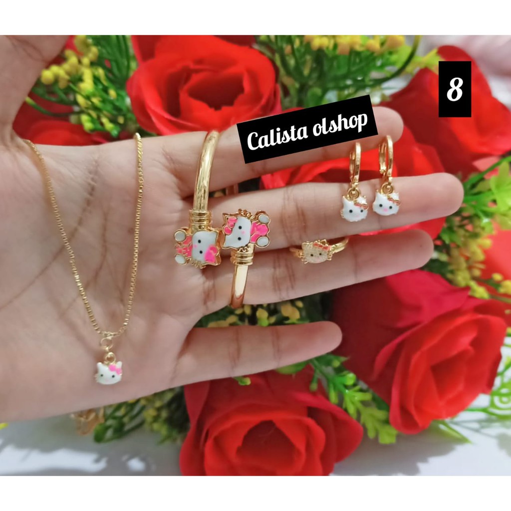set anak banggel hello Kitty silver gold (COD)