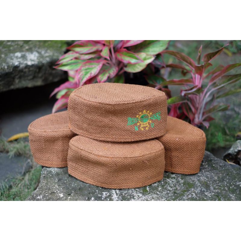 Peci Goni Coklat NU Bordir Hijau/Kopiah Goni Coklat NU Bordir Hijau