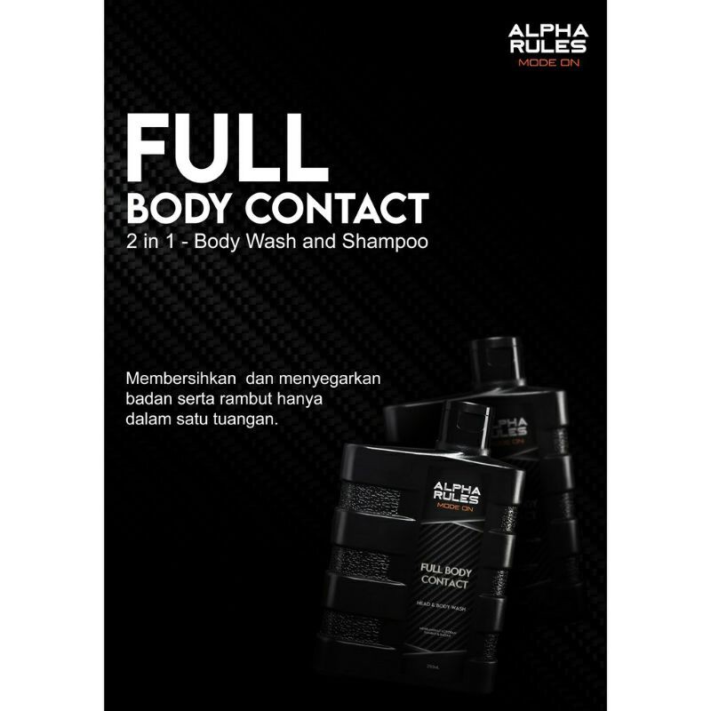 ALPHA RULES FULL BODY CONTACT 250 ml Body wash &amp; shampoo cleaner sabun perawatan pria skincare cowok