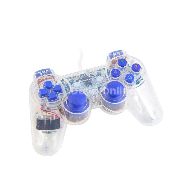 STICK USB MURAH / JOYSTICK GAME USB PC / LAPTOP / PS SINGLE GETAR WARNA TRANSPARAN / FULL HITAM R-ONE FULL LED