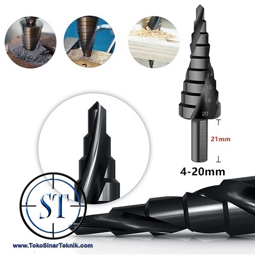 Mata Bor Multi Step 4-20mm Pagoda Titanium Nitride Lapis Baja HSS Spiral Nitrit Besi Black 4-20 9 Steps Super Kuat