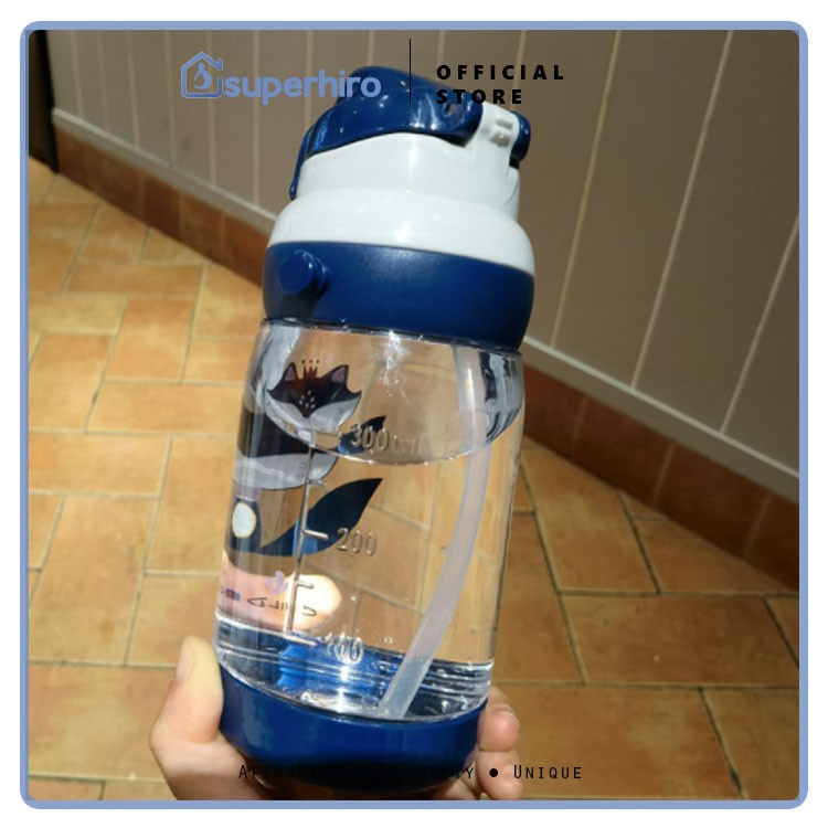 Botol Air Minum Tali Anak Lucu Motif Karakter Imut Sedotan BPA FREE