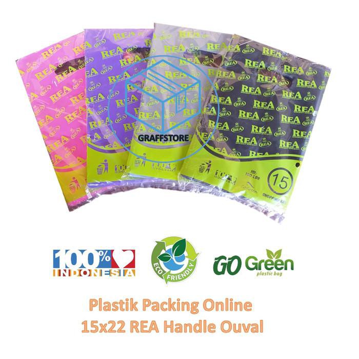 

PROMO - Plastik packing olshop 15x22 REA isi 100 lembar plastik handle ouval