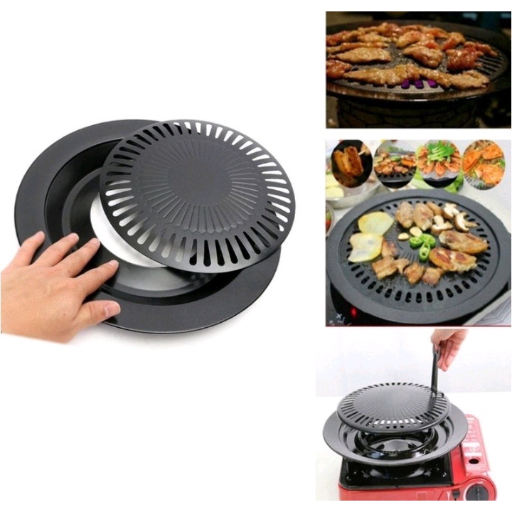 Smokeless BBQ Grill Pan Bulat High Quality /Alat Panggang Portable