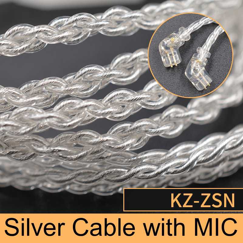 Knowledge Zenith KZ Silver Cable with Mic