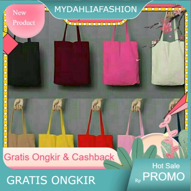 Promo TOTE BAG POLOS MURAH PAKAI PEREKAT tote bag polos TAS TOTE BAG WANITA