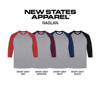 New States Apparel Premium Cotton Raglan 3 4 7260 S XXL 