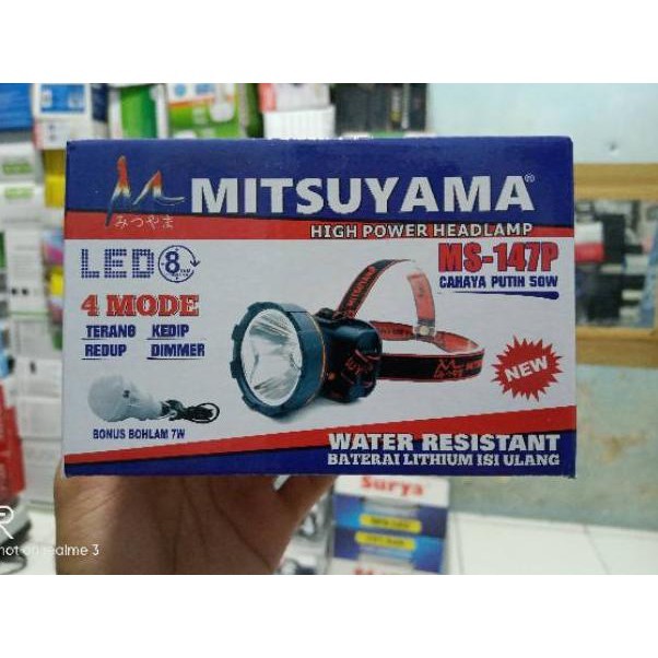 Senter kepala LED Cahaya putih dan lampu bohlam / Head lamp cahaya putih Camping Outdoor