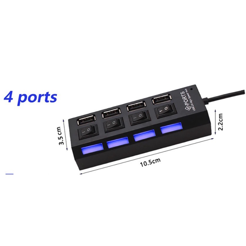 USB Hub 4 Port Output On Off Saklar Lampu USB 2.0