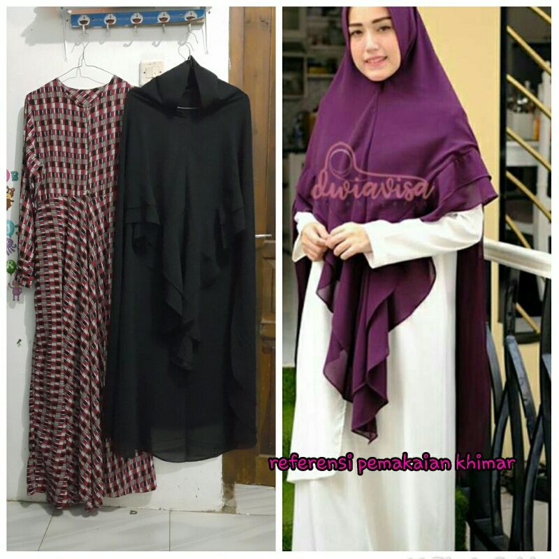gamis/dress motif set khimar/hijab ceruty antem syari branded original preloved/pl/second/bekas