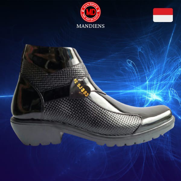 Sepatu Kulit Pria Original Asli Medali K383 - Sepatu PDH Boot Pria Tni Polri Sol Tebal Jenggel Security Satpam - Sepatu Pantofel Boot Pdh Tni Polri Dinas Formal Kantor Sol Jenggel Gaya Koboi Model Touring Hiker