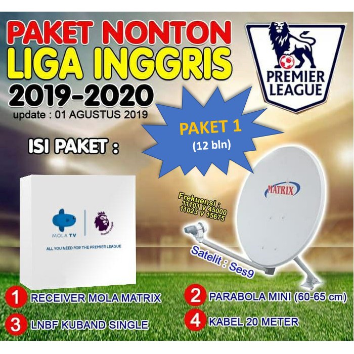 Paket 1 Nonton Bola Liga Inggris 12 Bulan Premier League Matrix Mola TV FULL Musim 2019-2020