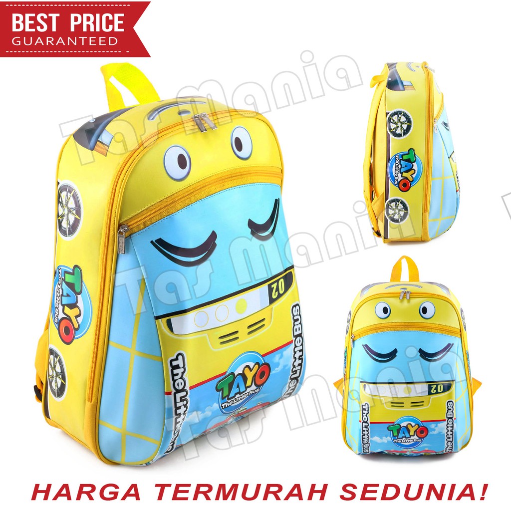 PTS -Ransel Sekolah Anak Sekolah Play Group Bahan Sponge Tahan Air Karakter Anak Bentuk Mobil Lucu - Buncit