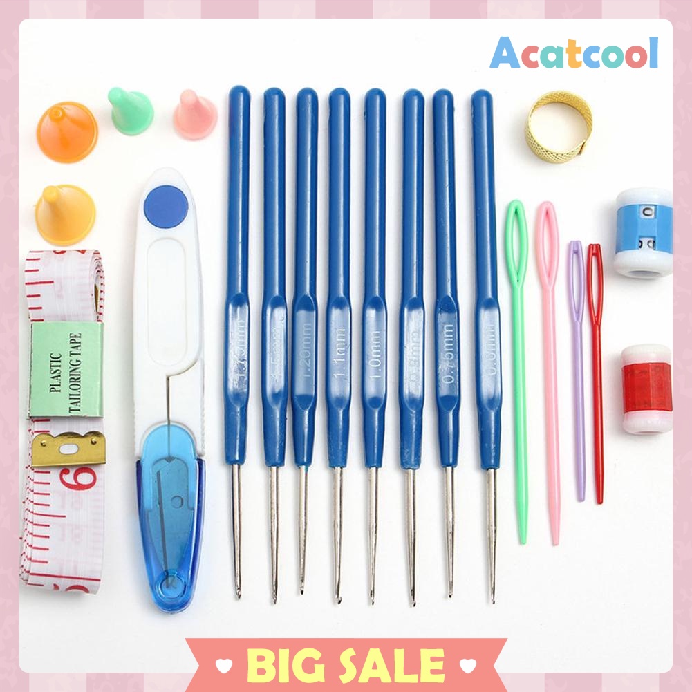 16 sizes Crochet hooks Needles Stitches knitting Craft Case crochet set