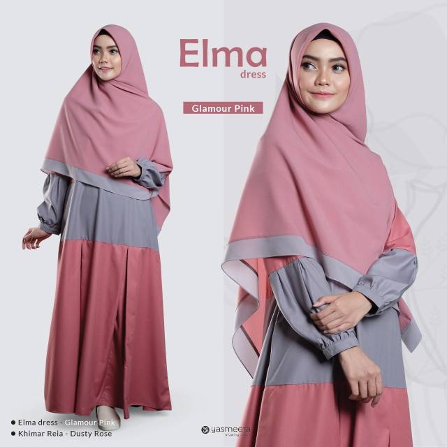 Elma dress, gamis 2 warna, gamis toyobo