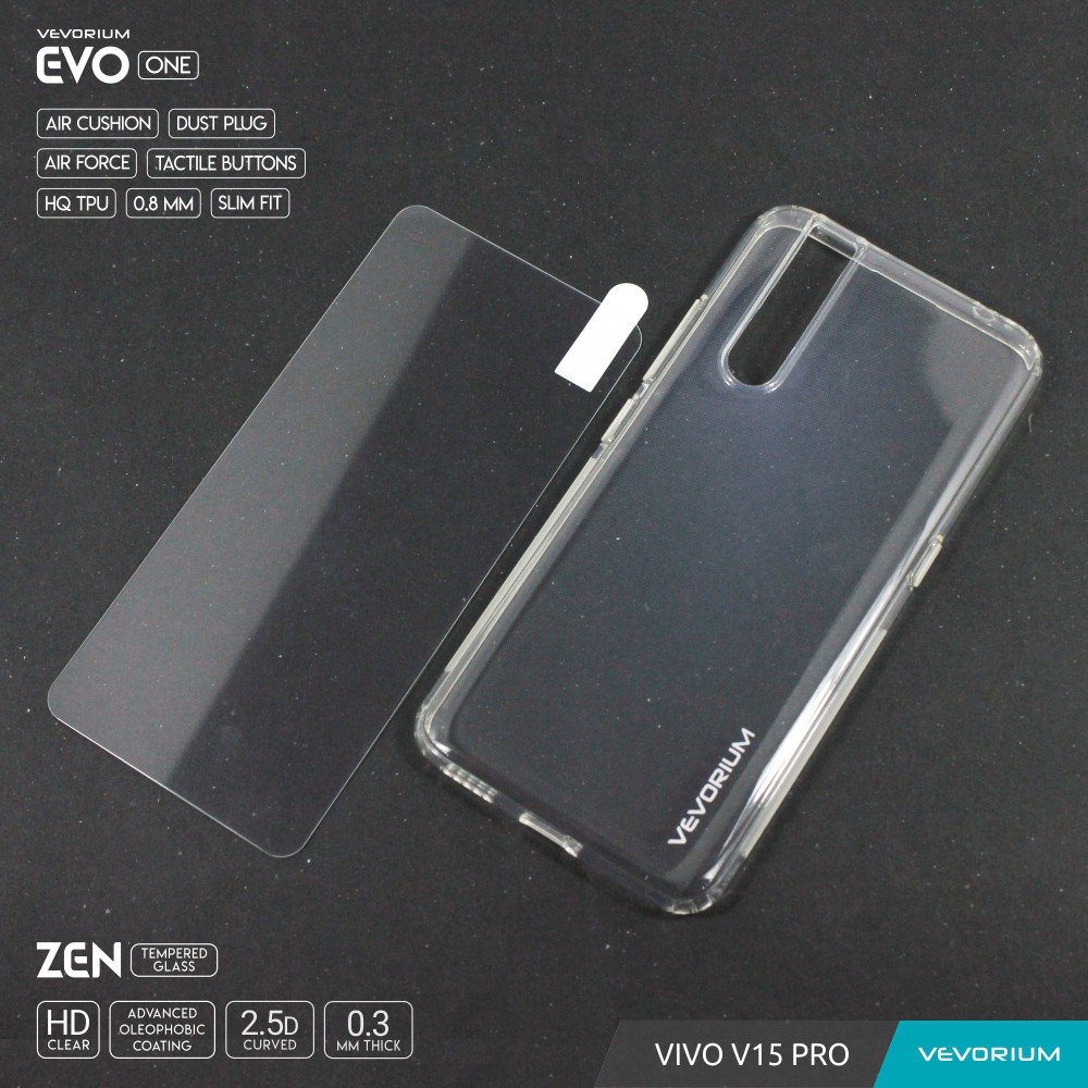 VEVORIUM EVO ONE VIVO V15 PRO Soft Case Softcase + Tempered Glass