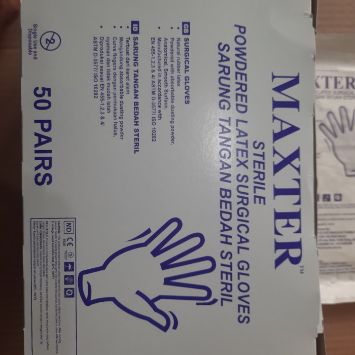 Sarung Tangan Steril Maxter / Surgical Glove Steril / HandScoon Steril Maxter