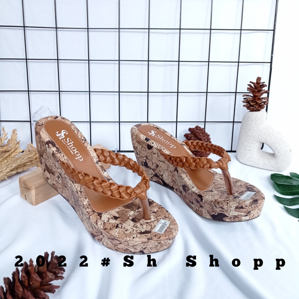 Sandal Wedges Wanita Jepit Kepang Terbaru /Promo Sandal Wedges Jepit Wanita Termurah / Sandal Wedges Wanita Original