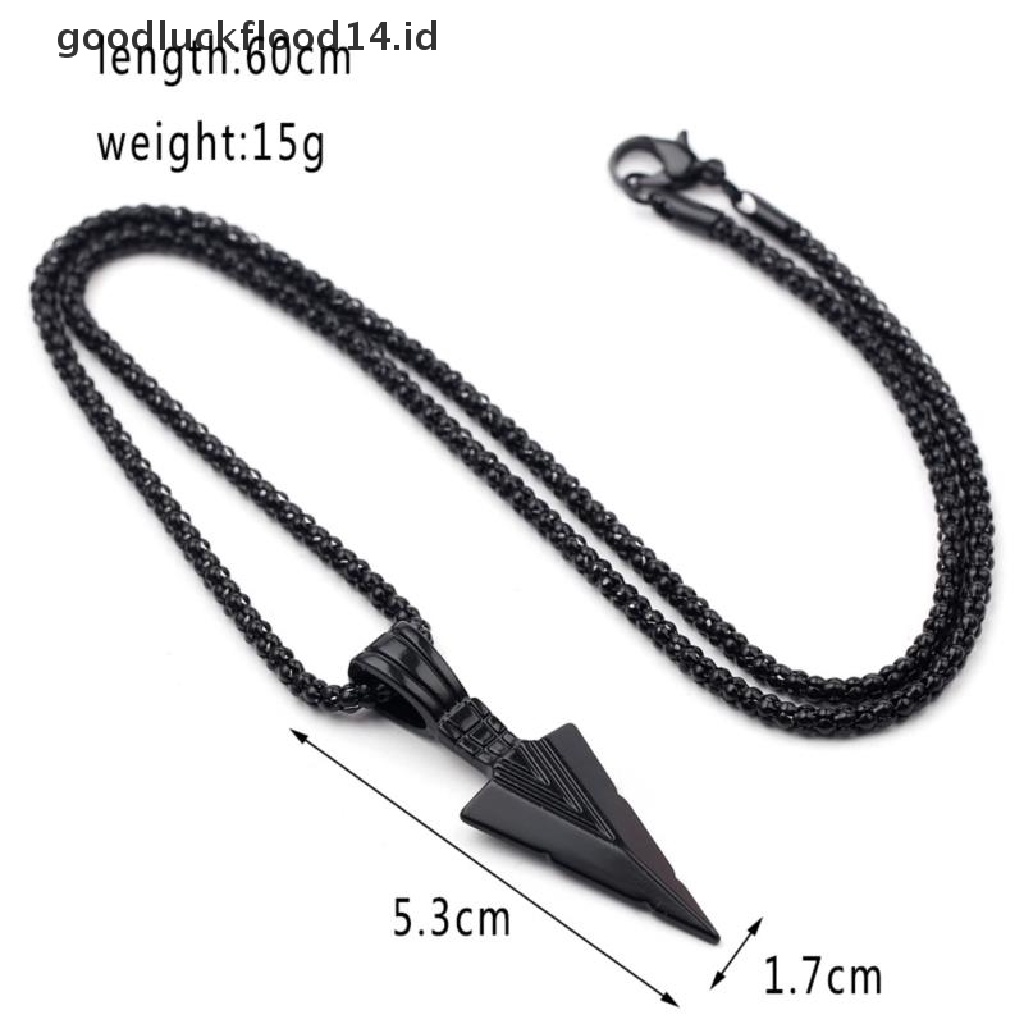 [OOID] Men's  Black Long Necklace with Arrow Pendant Jewelry Chain Hip Hop Punk Rock ID