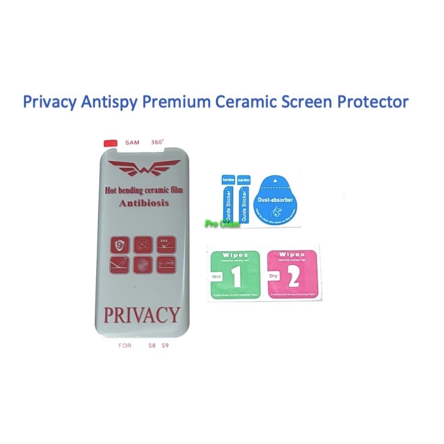 Samsung S8 / S8 Plus / S9 / S9 Plus Privacy Antispy Ceramic Screen Protector