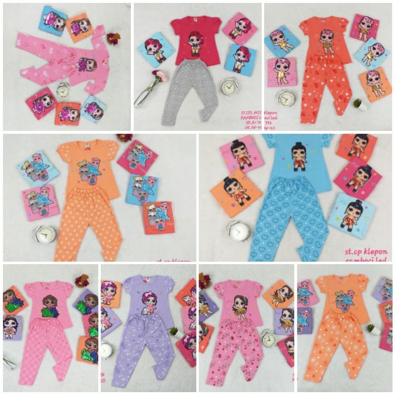 SETELAN BAJU ANAK PEREMPUAN 2-7 TAHUN LENGAN PENDEK CELANA PANJANG RANDOM TIDAK BISA PILIH MOTIF