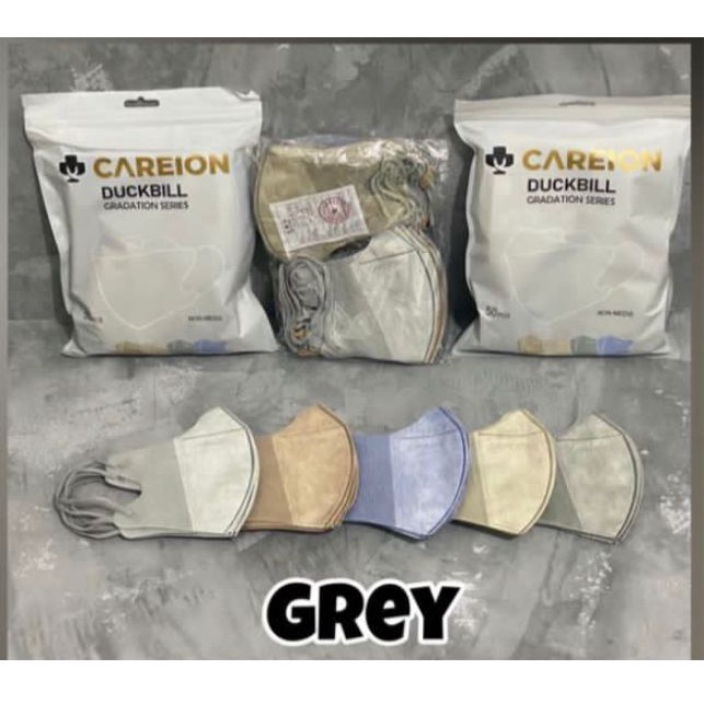 MASKER DUCKBILL CAREION FACEMASK WARNA ISI 50PC-GRADASI GREY CAREION