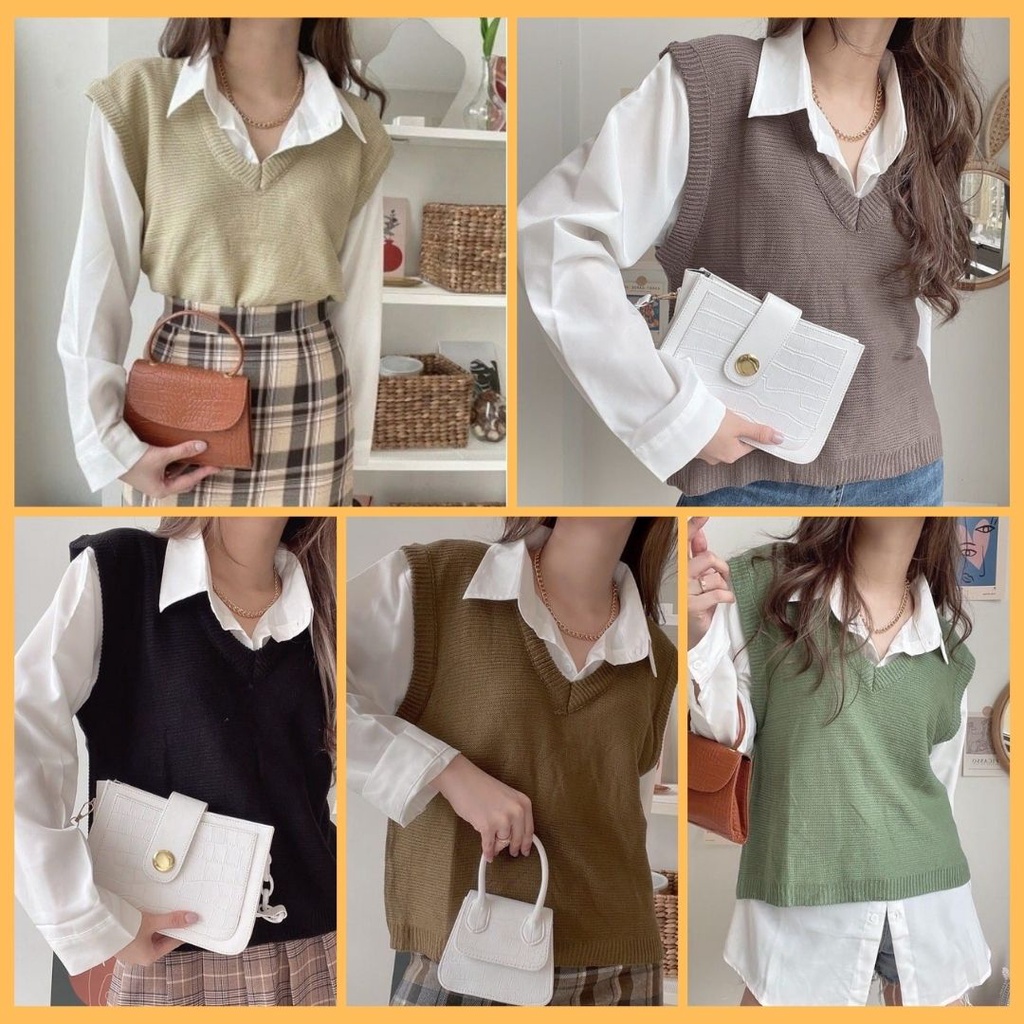 MALIKA CARDY RAJUT OVERSIZE / Kardigan Rajut Wanita / Crop Cardy Rajut / Atasan Wanita Korea / Crop-KANI VEST KNIT
