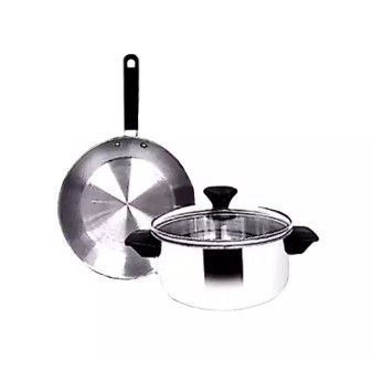 Maspion Panda Set Fit B Dutch Oven dan Frypan Stainless Set - Silver