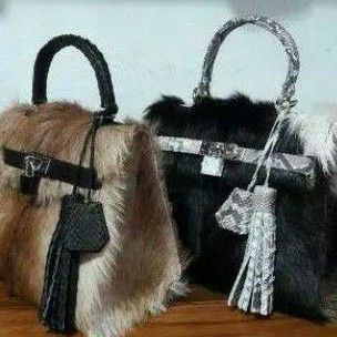 Tas Kulit Ular Mix Bulu Kambing size 25 cm